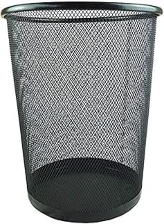 Generic Steel Mesh Trash Can Waste Basket Classics Round Steel Mesh Powder-Coated Garbage Wastebasket Recycling Bin Metal Wire Desk Trash Can 16 Quart